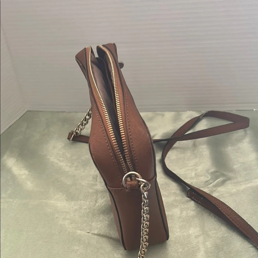Michael Kors Brown Leather Crossbody Bag with Chain Strap